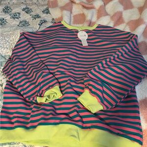 Kissfix Pink and Teal Striped Top